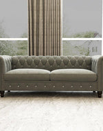 Graceful 3 Seater Velvet Rolled Arm Chesterfield Sofa