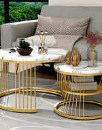 Bloomart Stylish Look Round Wrought Iron Coffee Table Set of 2