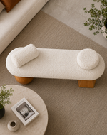 Bloomart Modern Boucle Upholstered Bench for Living Room & Bedroom with Solid Wooden Legs