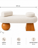 Bloomart Modern Boucle Upholstered Bench for Living Room & Bedroom with Solid Wooden Legs