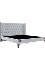 Upholstered Panel Bed Frame with Diamond Tufted and Nailhead Trim Wingback Headboard
