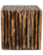 Bloque De Madera Wooden Square Coffee Table With 4 Stool