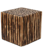 Bloque De Madera Wooden Square Coffee Table With 4 Stool