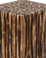 Bloque De Madera Wooden Square Coffee Table With 4 Stool