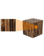 Bloque De Madera Wooden Square Coffee Table With 4 Stool