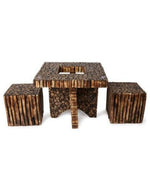 Wooden Antique Square Shaped Coffee Table With 4 Stool