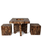 Wooden Antique Square Shaped Coffee Table With 4 Stool