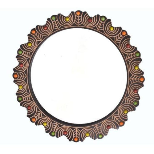 Wooden Antique With Handicraft Work Fancy Design Mirror
