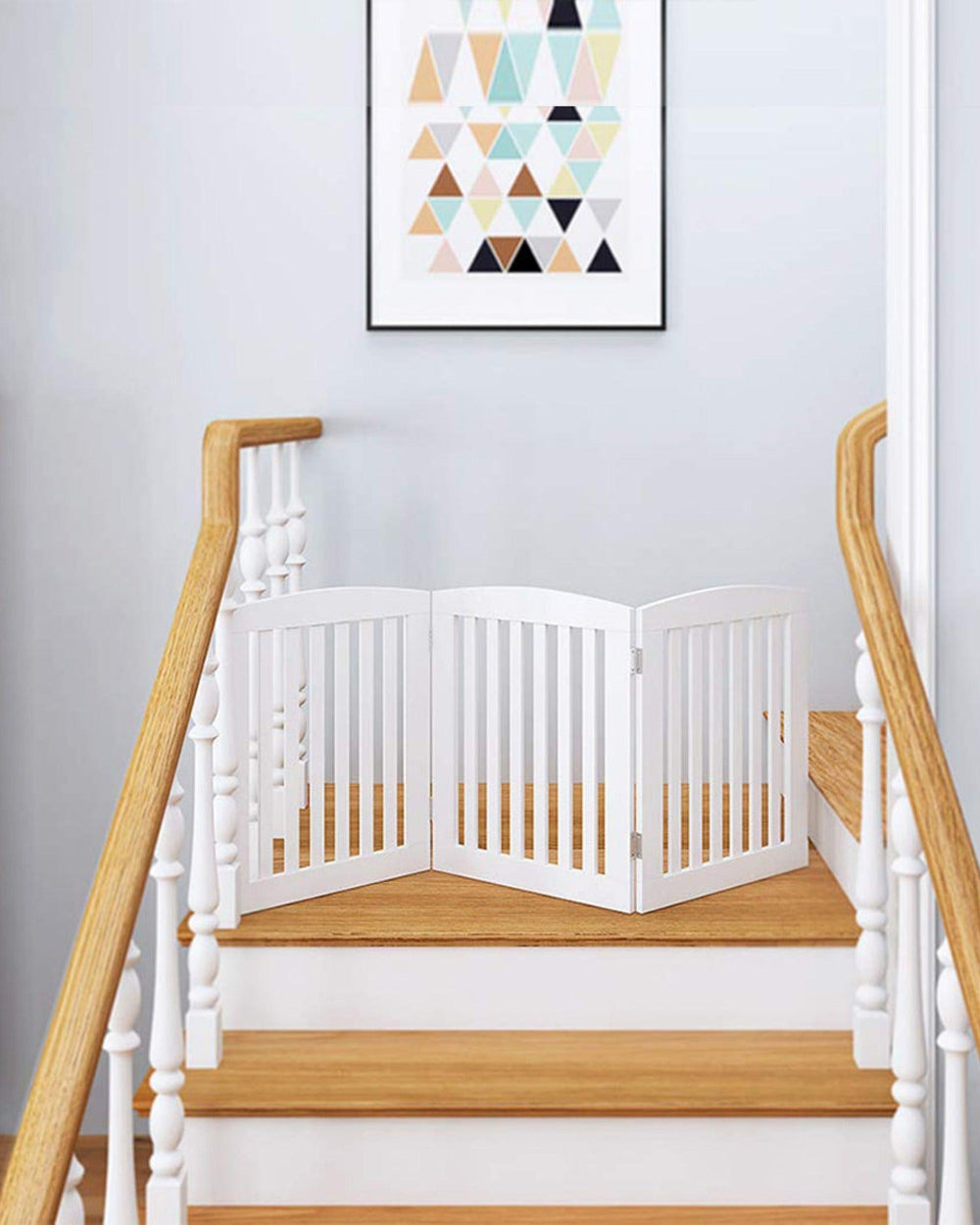 Wooden Portable Safety Pet Fence Gate Partition For Kids (White) - Bloomart