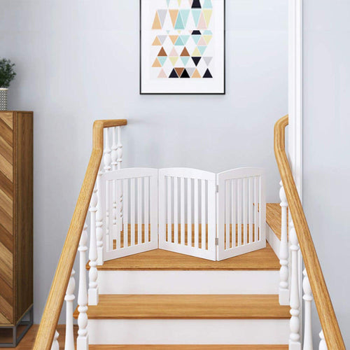 Wooden Portable Safety Pet Fence Gate Partition For Kids (White) - Bloomart