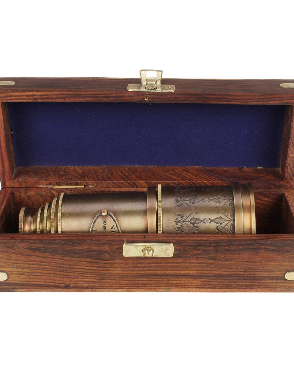 Vintage Brass Telescope Victorian 1915 with Wooden Gift Box - Bloomart