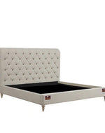 Wingback Headboard Queen Size Upholstered Panel Bed Frame for Bedroom