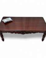 Bloomart Hand Carved Teak Wood Center Table Walnut Finish ( Brown )