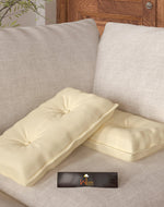 Fabrahome Button Tufted Rectangular Fiber Pillow Set of 2 ( Beige ) - Bloomart