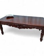 Bloomart Hand Carved Teak Wood Center Table Walnut Finish ( Brown )