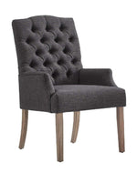 Wooden Twist Classic Tufted Linen Dining Arm Chair (Set of 2)