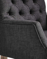 Wooden Twist Classic Tufted Linen Dining Arm Chair (Set of 2)