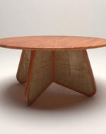 Bloomart Eensy Rattan Round Coffee Table in Teak Wood Stylish Centerpiece for Modern Living Room