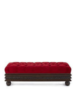 Carved Teak Wood Upholstered Flip top Storage Bench