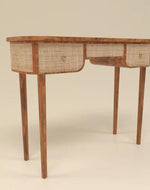 Wooden Decoy Curve Rattan Rosewood Console Table with 3 Drawers Elegant Entryway for Home Decor