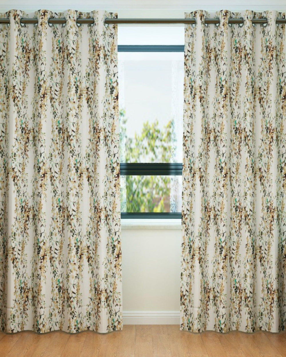 Fabrahome Light Filtering 10 Ft Rectangular Holland Fabric Curtain ( Mustard ) - Bloomart