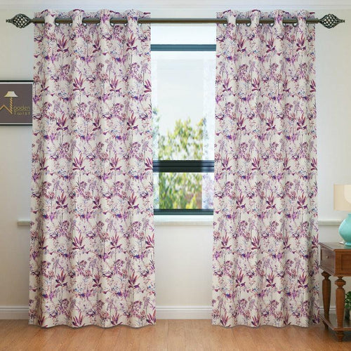 Fabrahome Light Filtering 10 Ft Rectangular Holland Fabric Curtain ( Purple ) - Bloomart