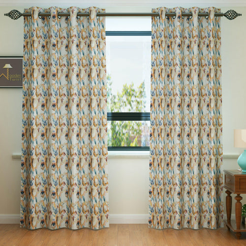 Fabrahome Light Filtering 10 Ft Rectangular Holland Fabric Curtain ( Floral ) - Bloomart