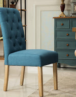 Wooden Twist Button Tufted Parsons Teak Wood Dining Chair (Set of 2)