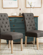 Wooden Twist Button Tufted Parsons Teak Wood Dining Chair (Set of 2)