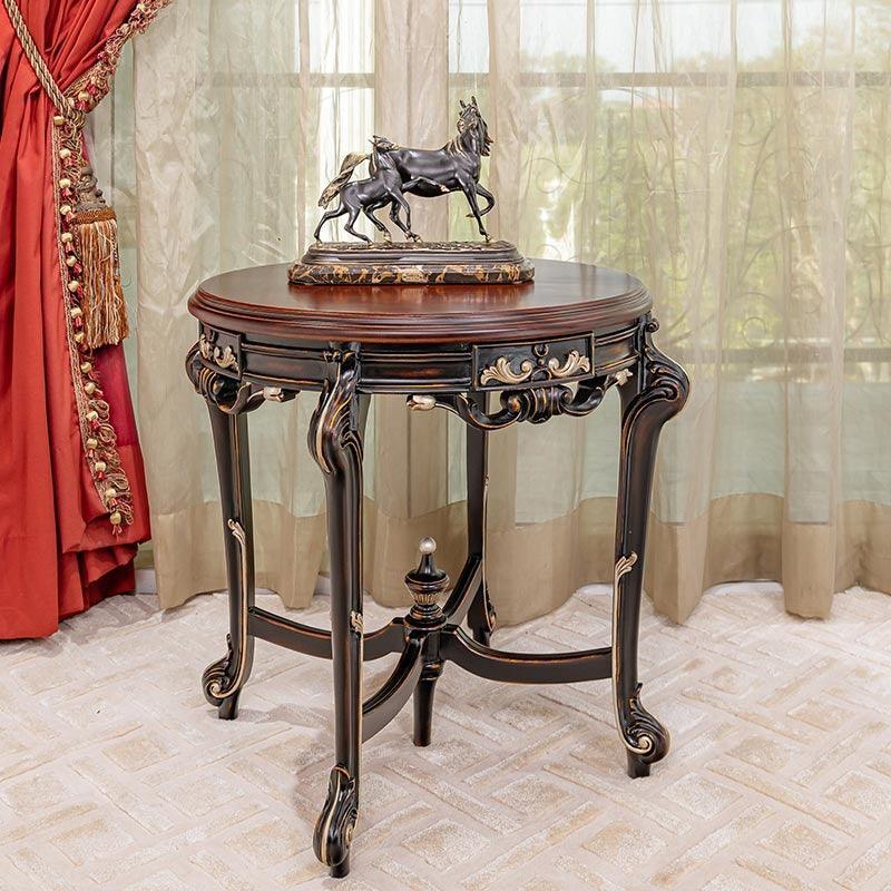 Graceful Carved Round Table in Premium Teak Wood - Bloomart