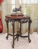 Graceful Carved Round Table in Premium Teak Wood - Bloomart