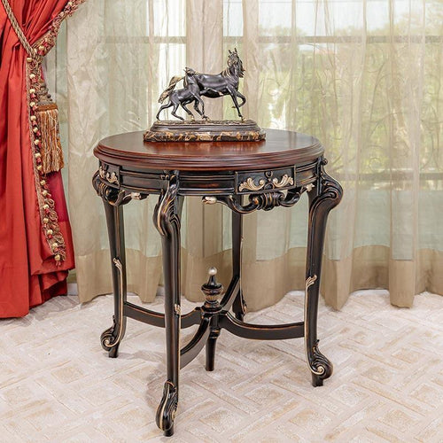 Graceful Carved Round Table in Premium Teak Wood - Bloomart