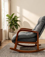 Wooden Bloomart Rocking Chair with Cushioned Seat | Modern Living Room Accent Chair Product Description: