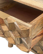Bloomart Nucleus Carved Mango Wood Bedside Table