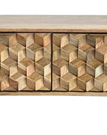 Bloomart Breeze Carved Mango Wood Coffee Table Rustic Living Room Centerpiece
