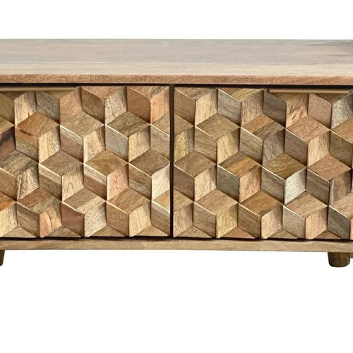 Bloomart Breeze Carved Mango Wood Coffee Table Rustic Living Room Centerpiece