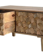 Bloomart Breeze Carved Mango Wood Coffee Table Rustic Living Room Centerpiece