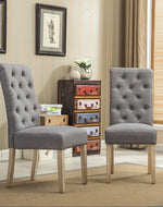 Button Tufted Parsons Chairs in Teak Wood (Set of 2) - WoodenTwist