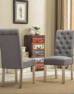 Wooden Twist Button Tufted Parsons Teak Wood Dining Chair (Set of 2)