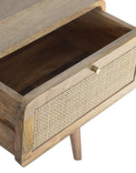 Bloomart Decoy Acacia Wood Rattan Bedside Table with 1 Drawer Rustic Nightstand for Bedroom Decor