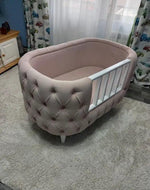 Bloomart Wooden Handmade Baby Cot Sleepy Curves Cradle (Beige)