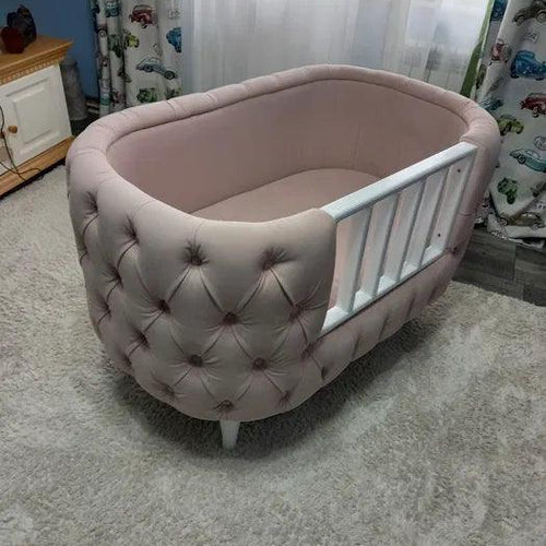 Bloomart Wooden Handmade Baby Cot Sleepy Curves Cradle (Beige)