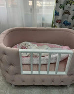 Bloomart Wooden Handmade Baby Cot Sleepy Curves Cradle (Beige)