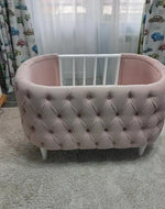 Bloomart Wooden Handmade Baby Cot Sleepy Curves Cradle (Beige)