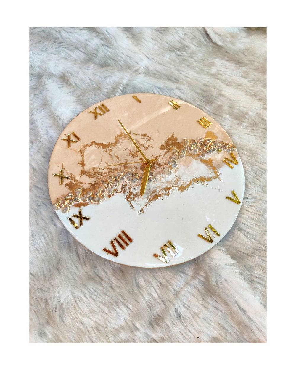 Home Ambiance Resin Wall Clock 30 x 30 CM on MDF Base Abstract Pattern with Crystal - Bloomart