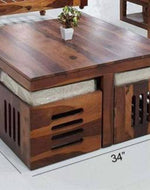 Solid Wood Coffee Table Set With 4 Stool