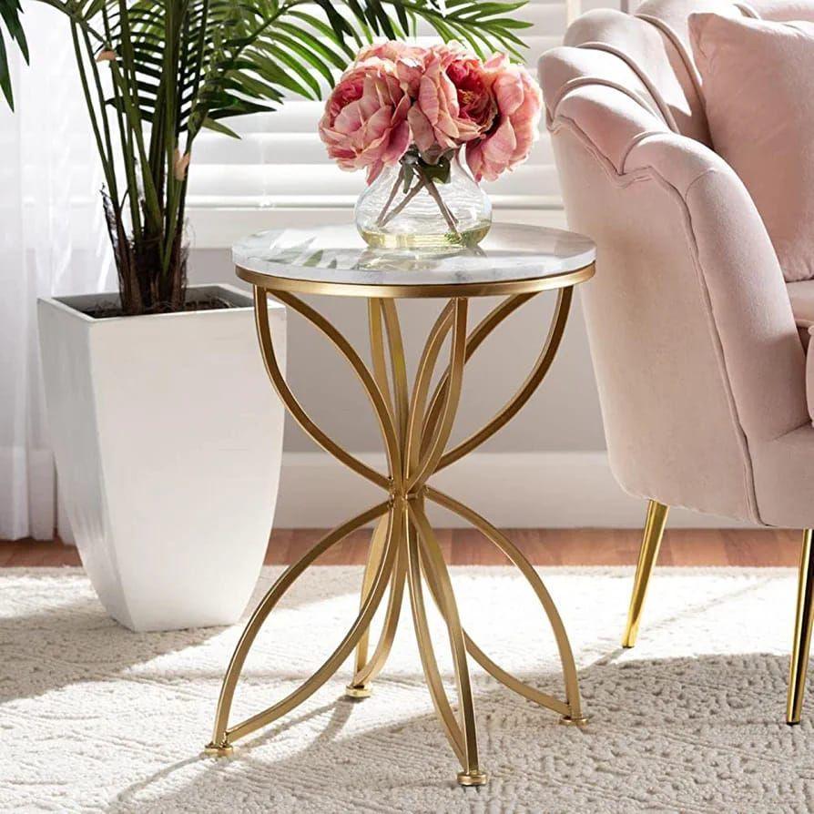 Golden Flower Sofa Side Table. - Bloomart