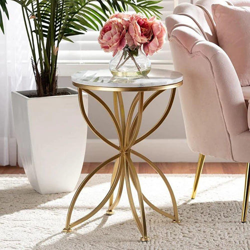 Golden Flower Sofa Side Table. - Bloomart