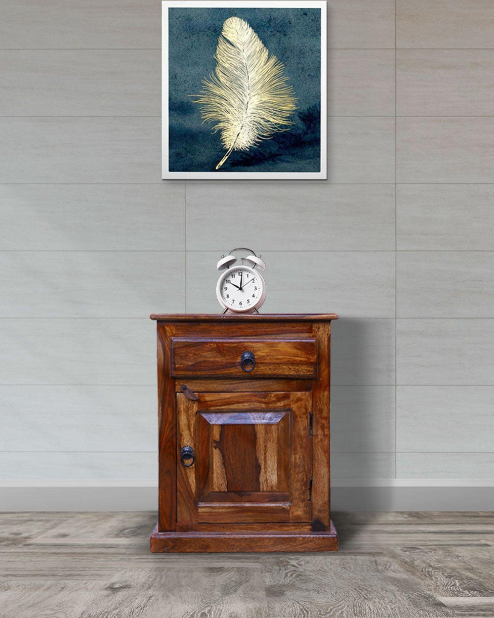 Wooden Classy Bedside Cabinet (Teak Wood) - Bloomart