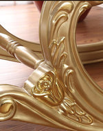 Bloomart Lavish Luxurious Hand Carved Button Tufted Teak Wood Rocking Chair with Footrest for Elegant Living Room